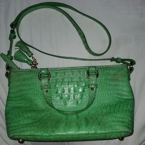 Neon green brahmin purse